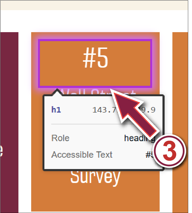 screenshot of axe devtool's 'Highlight' function highlighting an area on a scanned page.