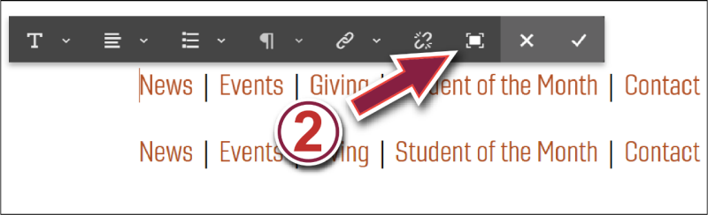 The Ensemble editor's edit menu bar, with the 'fullscreen' button highlighted.
