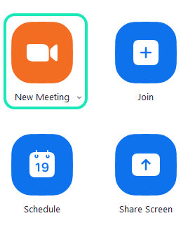 Zoom window; 'New Meeting' highlighted